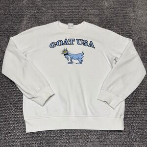 GOAT USA Unisex Sweatshirt Medium White Graphic Embroidered Logo Pullover